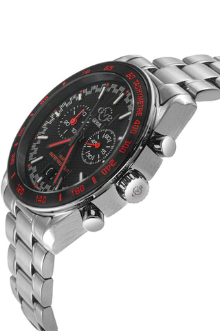 Montre à quartz en acier Freccia - Tachymètre et chronographe - Argenté et noir
