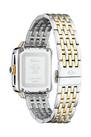Montre à quartz en acier plaqué ion argent et or jaune, diamants Bari Tortoise