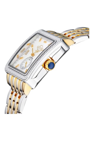 Montre à quartz en acier plaqué ion argent et or jaune, diamants Bari Tortoise