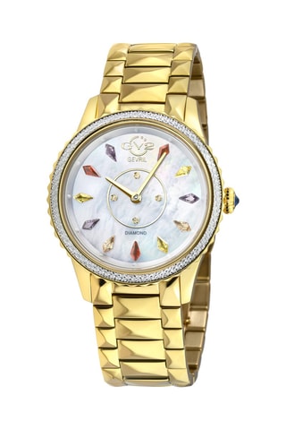 Montre à quartz en acier plaqué or jaune et diamants Siena