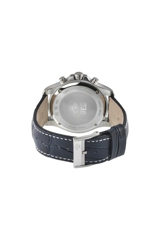 Montre à quartz en cuir T38 - Bleu et argenté