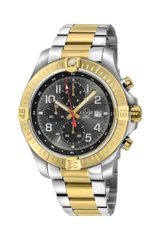 Montre à quartz en acier T38 - Chronographe - Argenté et doré