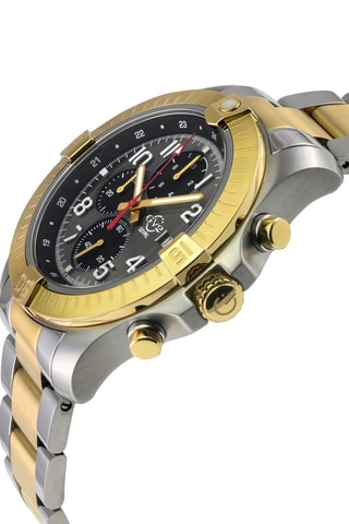Montre à quartz en acier T38 - Chronographe - Argenté et doré