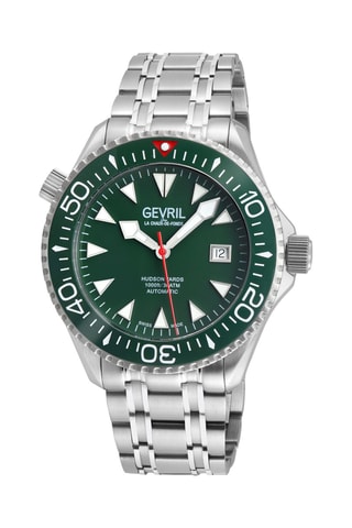 Montre automatique en acier Hudson Yards - Argenté et vert