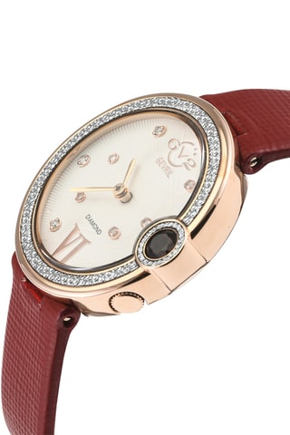 Montre à quartz en cuir et diamants Perugia