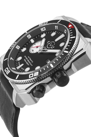 Montre automatique en cuir XO Submarine - Noir et argenté
