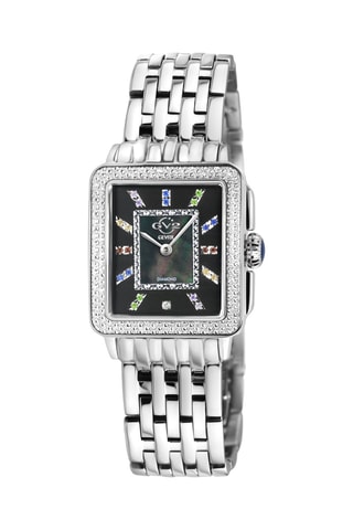 Montre à quartz en acier et diamants