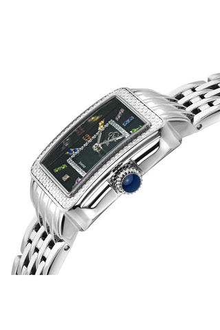 Montre à quartz en acier et diamants