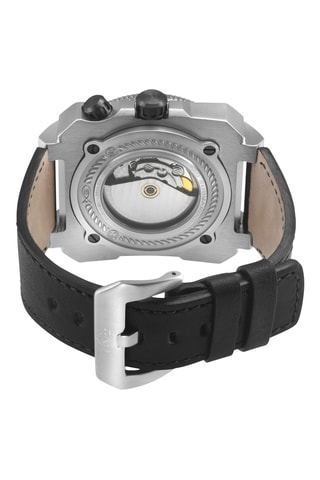 Montre automatique en cuir - Noir et argenté