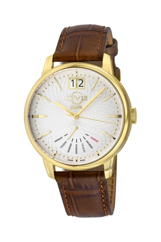 Montre à quartz en cuir Rovescio Marron et doré