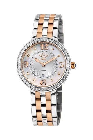 Montre à quartz en acier, nacre et diamants Verona