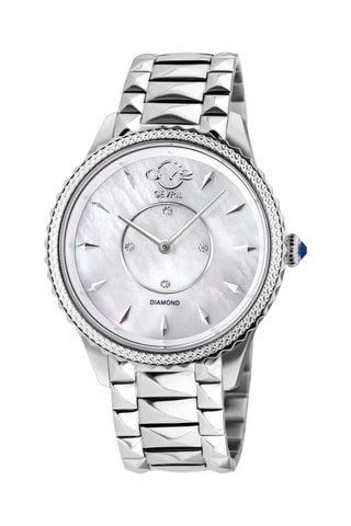 Montre à quartz en acier, nacre et diamants Siena