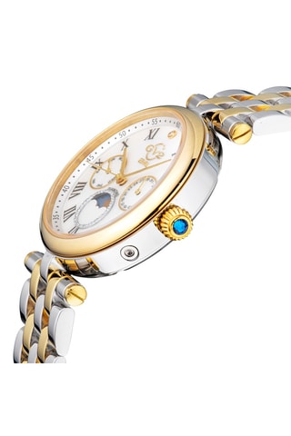 Montre à quartz en acier, nacre et diamants Florence - Compteur phases de la lune