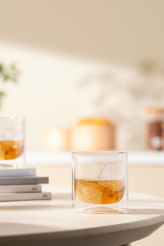 2 verres à whisky double paroi en verre borosilicate - 28 cl