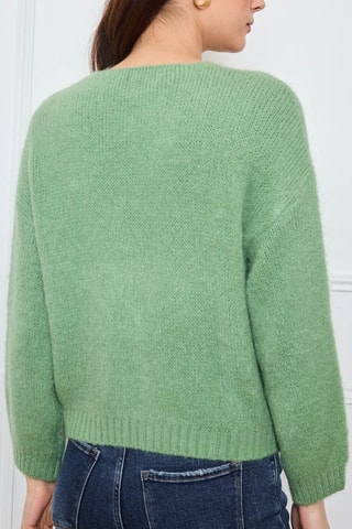 Cardigan in kid mohair e lana - Verde