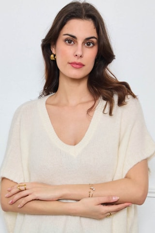 Maglia oversize in kid mohair e lana - Bianco