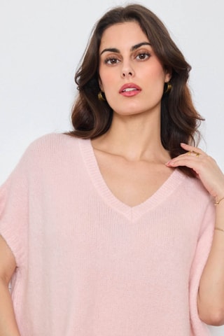 Maglia oversize in kid mohair e lana - Rosa chiaro