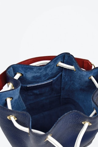Borsa a secchiello in pelle Champs Elysées - Navy e rosso