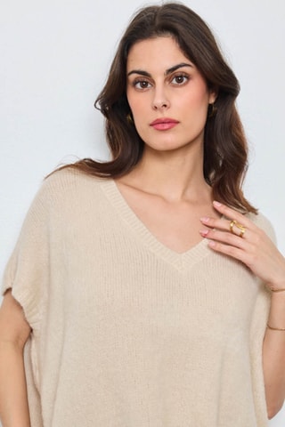 Maglia oversize in kid mohair e lana - Beige