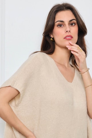 Maglia oversize in kid mohair e lana - Beige