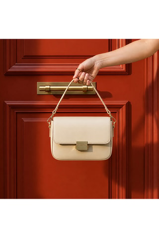 Borsa a spalla in pelle di vitello Juno - Beige