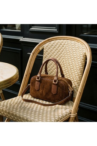 Borsa a bauletto in pelle scamosciata Tianna - Marrone