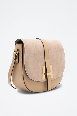 Borsa a tracolla in pelle scamosciata Giselle - Beige