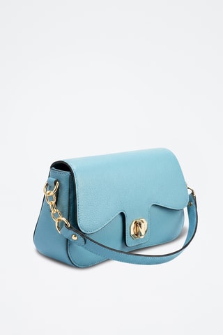 Borsa a spalla in pelle di vitello Alma - Blu