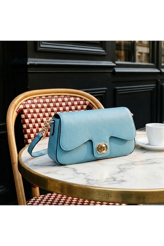 Borsa a spalla in pelle di vitello Alma - Blu