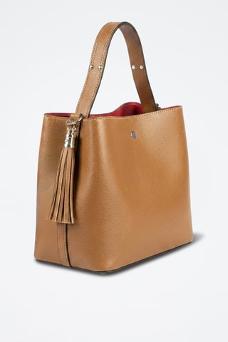 Borsa a spalla in pelle di vitello Violette - Marrone
