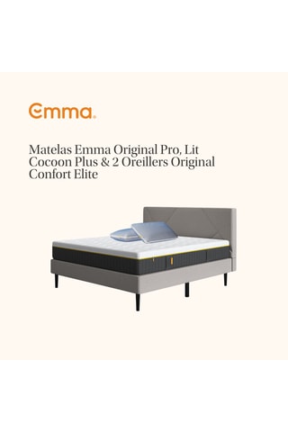 Lit Emma One Cocoon Plus, matelas Emma Original Pro et 2 oreillers Emma Original Adapt Elite