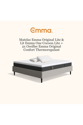 Matelas Original Lite, lit One Cocoon Lite Emma et 2 oreillers Emma Original Adapt Thermorégulant