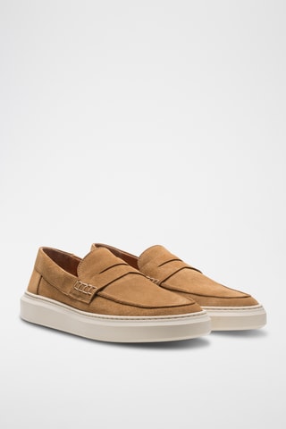 Slip-on em couro - Castanho