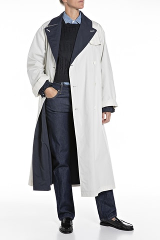 Trench reversível - Azul-marinho e bege