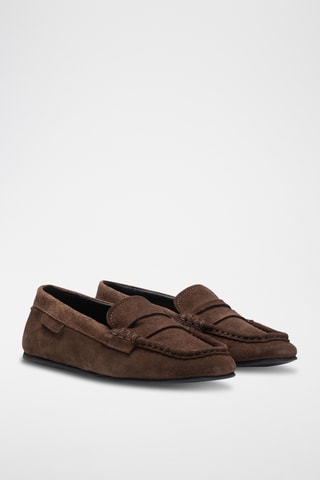 Mocassins em couro - Castanho