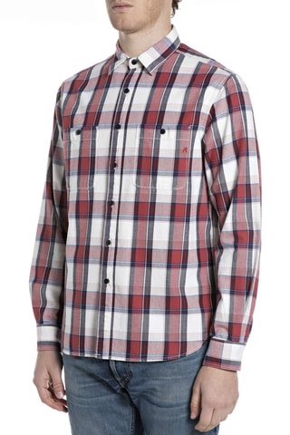 Camisa em linho - Branco e vermelho