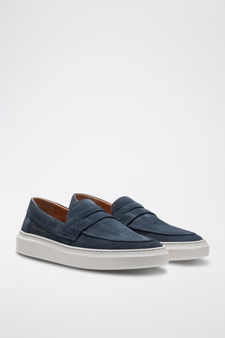 Slip-on em couro - Azul-marinho