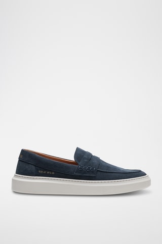 Slip-on em couro - Azul-marinho