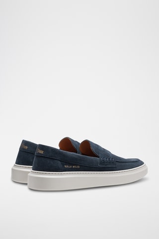 Slip-on em couro - Azul-marinho