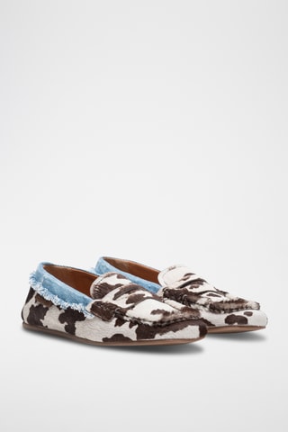 Mocassins em couro - Castanho e branco