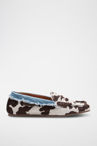Mocassins em couro - Castanho e branco