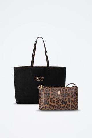 Mala shopper reversível e pochete - Preto