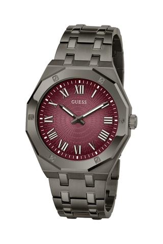 Montre à quartz en acier - Gris et bordeaux