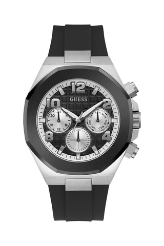 Montre à quartz en silicone - Chronographe - Noir et argenté