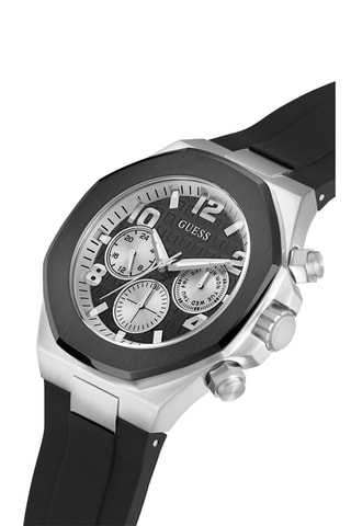 Montre à quartz en silicone - Chronographe - Noir et argenté