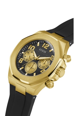 Montre à quartz en silicone - Chronographe - Noir et doré