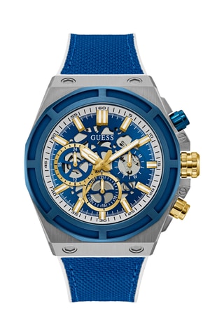 Montre à quartz en silicone nylon - Chronographe - Bleu et argenté