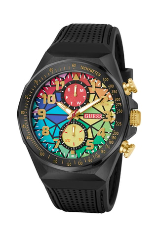 Montre à quartz en silicone - Tachymètre - Noir