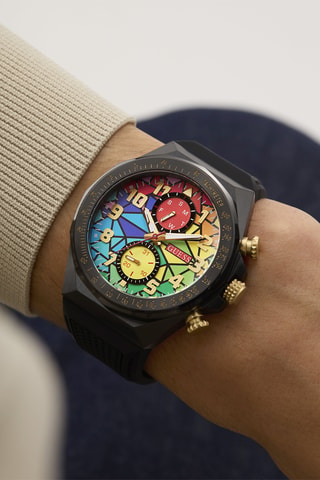 Montre à quartz en silicone - Tachymètre - Noir