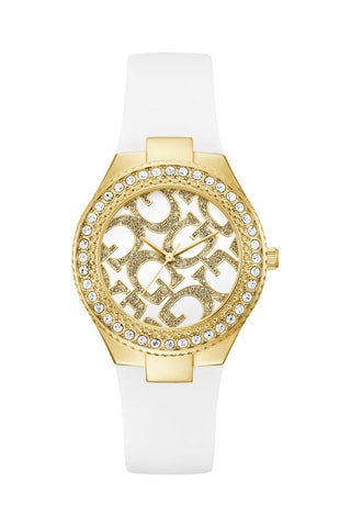 Montre à quartz en silicone - Blanc et doré